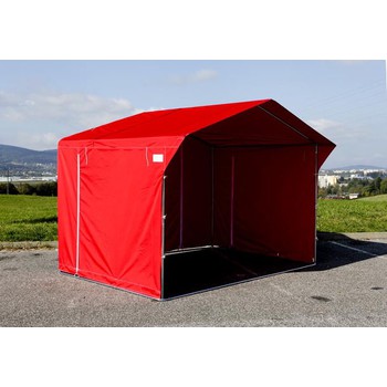 Prodejní stánky - Prodejní stánek 3 x 2 m - červený - Rozbaleno