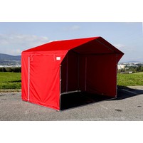 Prodejní stánek 3 x 2 m - červený - Rozbaleno